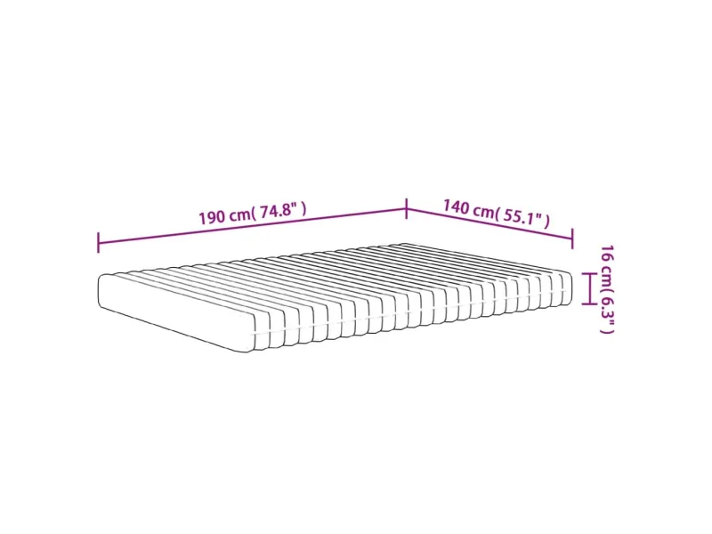 Matelas en mousse moyennement doux 140x190 cm