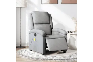 Fauteuil de massage inclinable électrique gris clair tissu