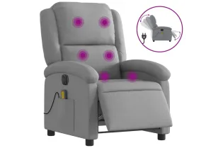 Fauteuil de massage inclinable électrique gris clair tissu 2