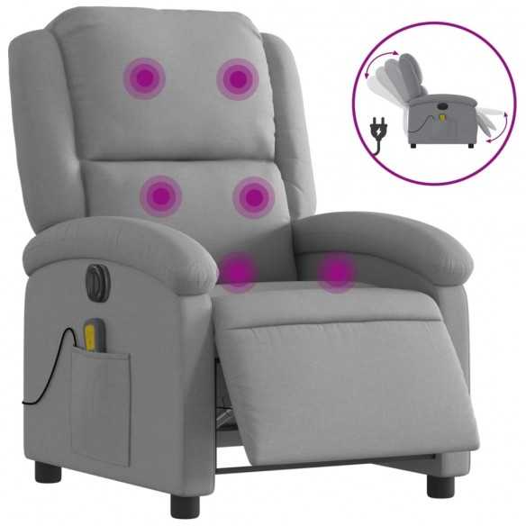 Fauteuil de massage inclinable électrique gris clair tissu Fauteuil de massage inclinable électrique gris clair tissu