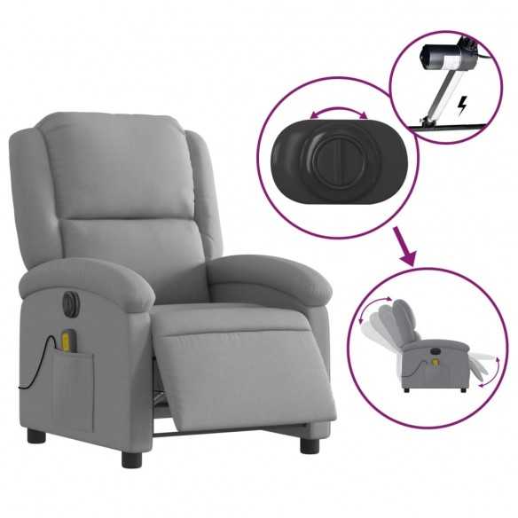 Fauteuil de massage inclinable électrique gris clair tissu Fauteuil de massage inclinable électrique gris clair tissu