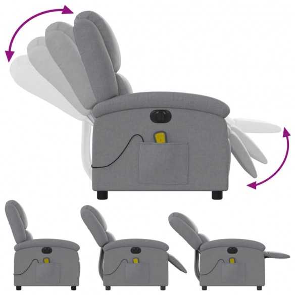 Fauteuil de massage inclinable électrique gris clair tissu Fauteuil de massage inclinable électrique gris clair tissu