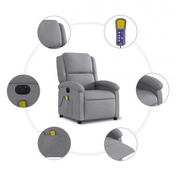 Fauteuil de massage inclinable électrique gris clair tissu Fauteuil de massage inclinable électrique gris clair tissu