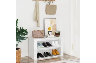 Étagère à chaussures Blanc brillant 75x35x45 cm Bois ingénierie