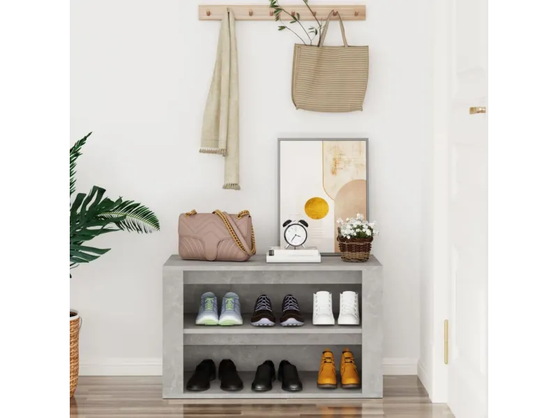 Étagère à chaussures Gris béton 75x35x45 cm Bois d'ingénierie