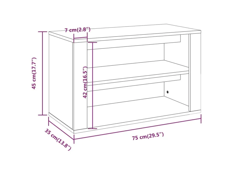 Étagère à chaussures Gris béton 75x35x45 cm Bois d'ingénierie