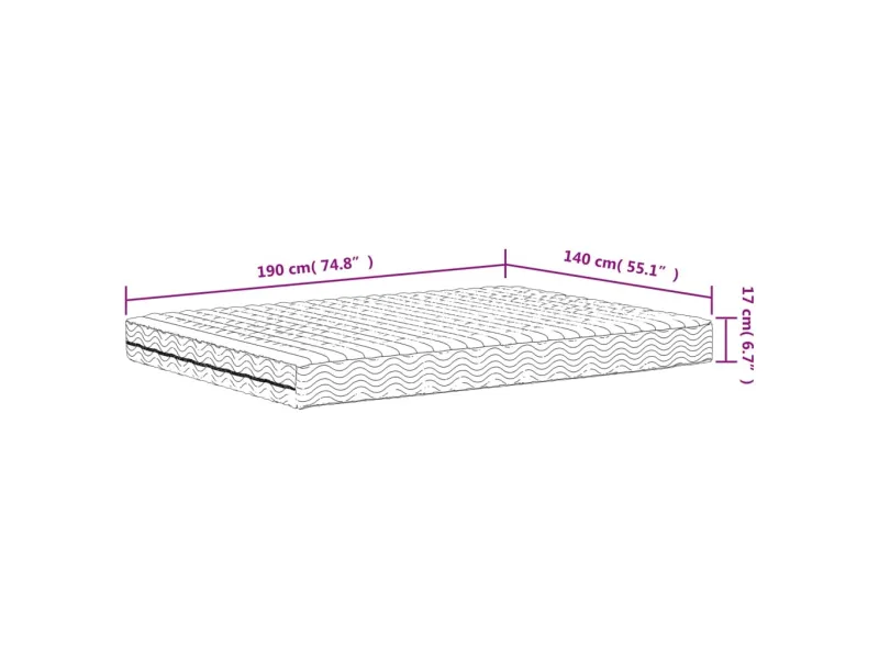 Matelas en mousse blanc 140x190 cm dureté H2 H3