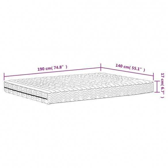 Matelas en mousse blanc 140x190 cm dureté H2 H3