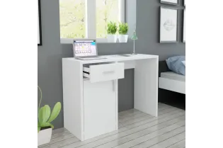 Bureau avec tiroir et placard 100x40x73 cm Blanc