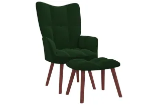 Chaise de relaxation avec repose-pied Vert foncé Velours