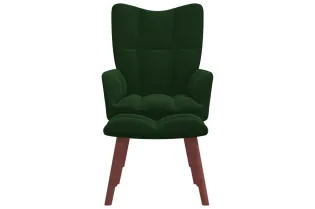 Chaise de relaxation avec repose-pied Vert foncé Velours 2