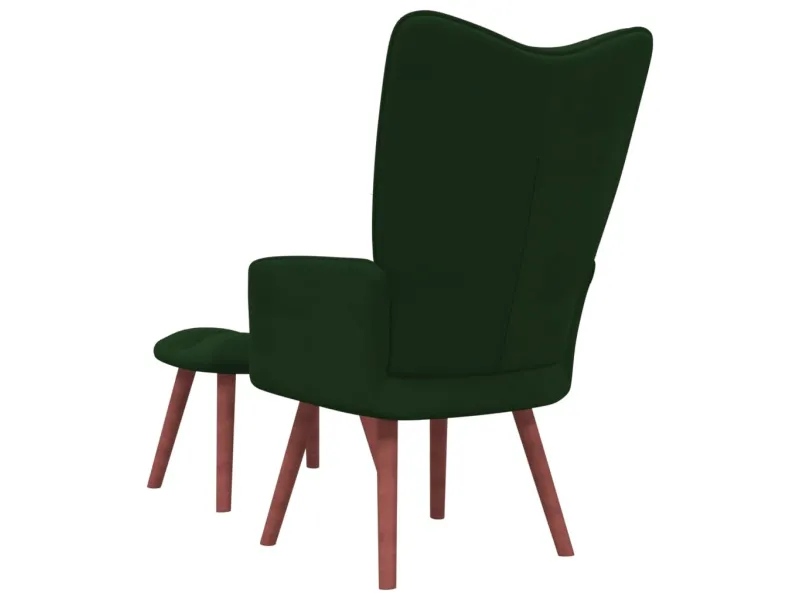 Chaise de relaxation avec repose-pied Vert foncé Velours