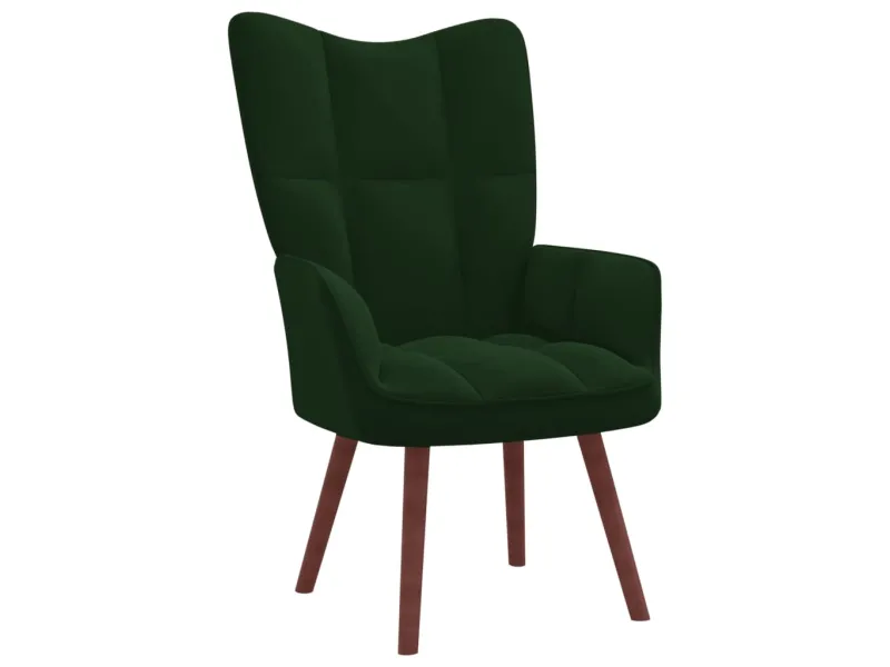 Chaise de relaxation avec repose-pied Vert foncé Velours