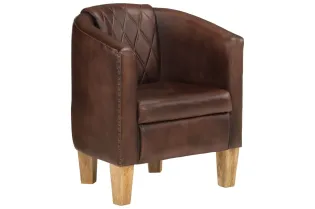 Fauteuil cabriolet marron clair cuir véritable