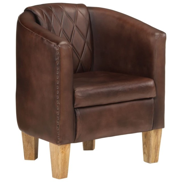 Fauteuil cabriolet marron clair cuir véritable