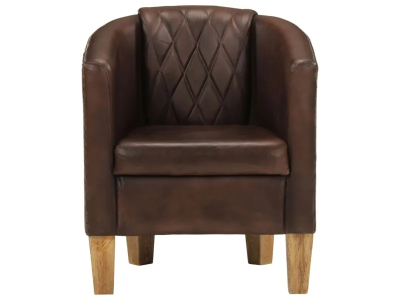 Fauteuil cabriolet marron clair cuir véritable