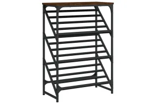Étagère à chaussures chêne marron 60x30x85 cm bois d'ingénierie 2
