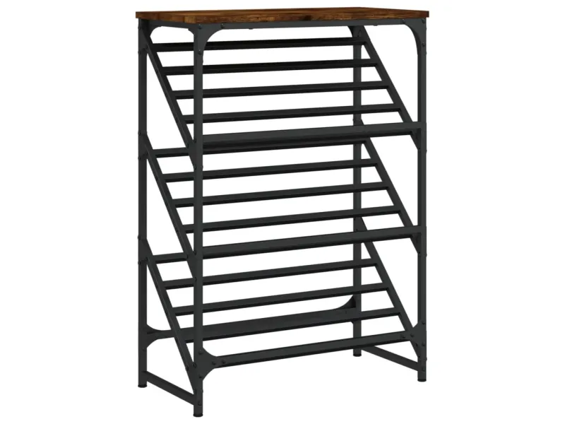 Étagère à chaussures chêne fumé 60x30x85 cm bois d'ingénierie