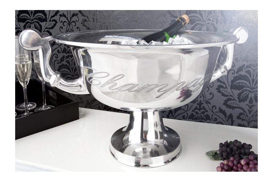 Vasque décorative pour champagne/glace en aluminium argenté