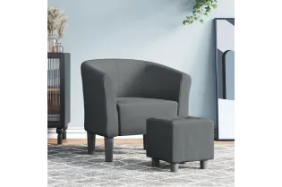 Fauteuil cabriolet avec repose-pied gris foncé tissu