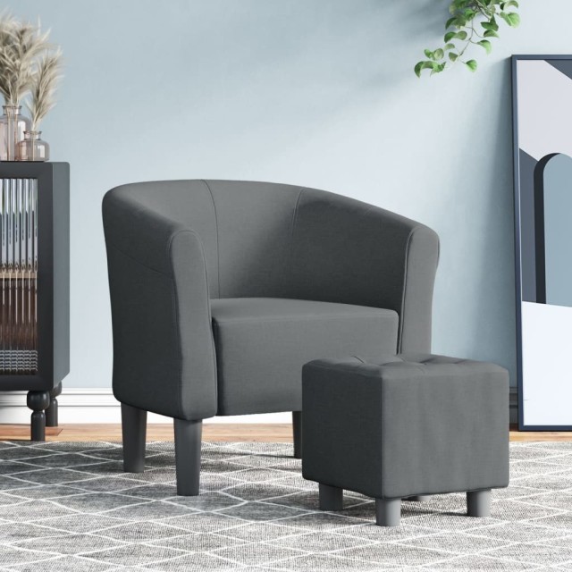 Fauteuil cabriolet avec repose-pied gris foncé tissu