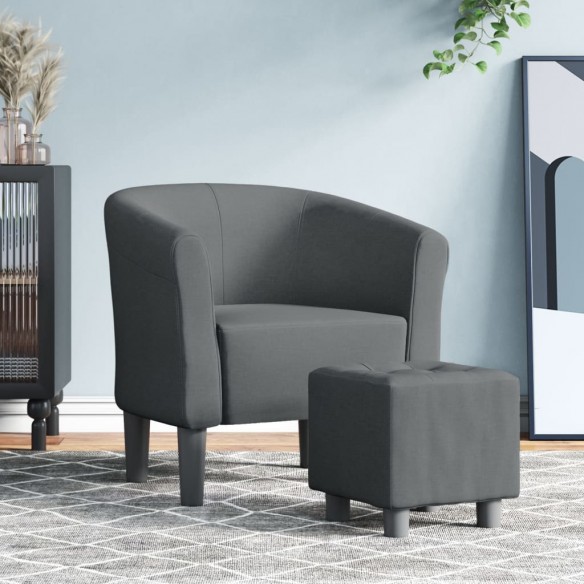 Fauteuil cabriolet avec repose-pied gris foncé tissu