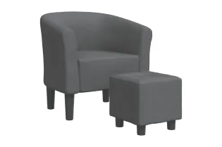 Fauteuil cabriolet avec repose-pied gris foncé tissu 2