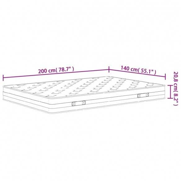 Matelas à ressorts bonnell moyen 140x200 cm
