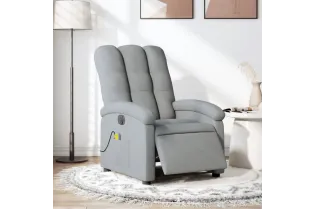 Fauteuil de massage inclinable électrique gris clair tissu