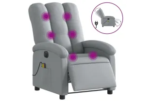 Fauteuil de massage inclinable électrique gris clair tissu 2