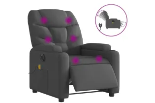Fauteuil inclinable de massage électrique gris foncé tissu 2