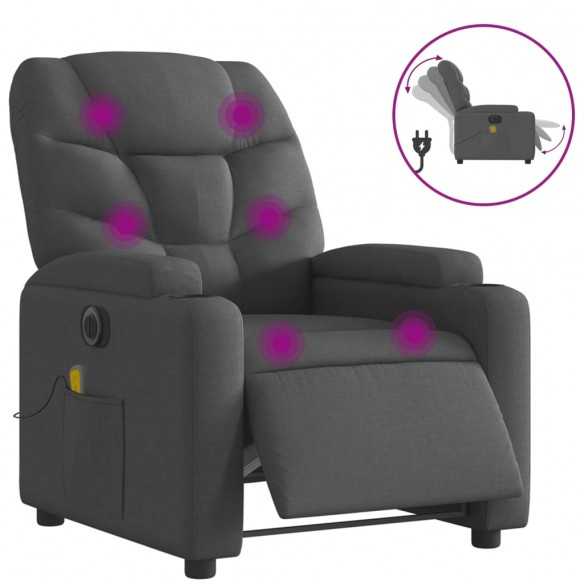 Fauteuil inclinable de massage électrique gris foncé tissu Fauteuil inclinable de massage électrique gris foncé tissu
