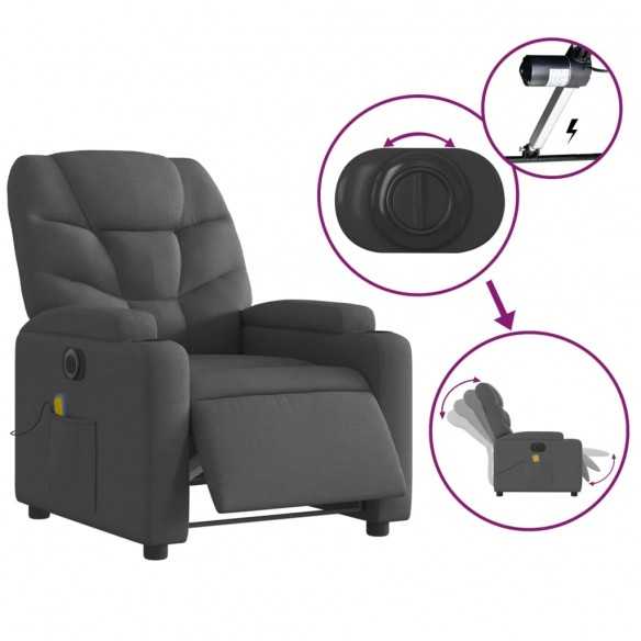 Fauteuil inclinable de massage électrique gris foncé tissu Fauteuil inclinable de massage électrique gris foncé tissu