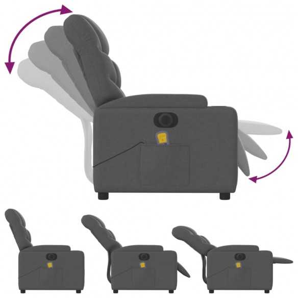 Fauteuil inclinable de massage électrique gris foncé tissu Fauteuil inclinable de massage électrique gris foncé tissu
