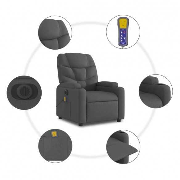 Fauteuil inclinable de massage électrique gris foncé tissu Fauteuil inclinable de massage électrique gris foncé tissu