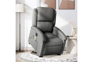 Fauteuil inclinable de massage électrique Gris foncé Tissu