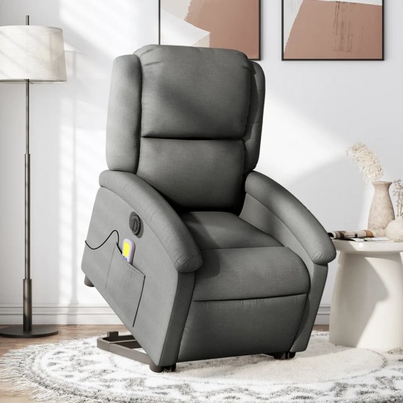 Fauteuil inclinable de massage électrique Gris foncé Tissu