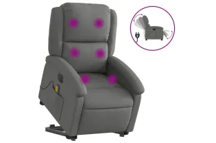 Fauteuil inclinable de massage électrique Gris foncé Tissu 2