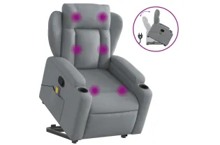 Fauteuil de massage inclinable Gris clair Tissu 2