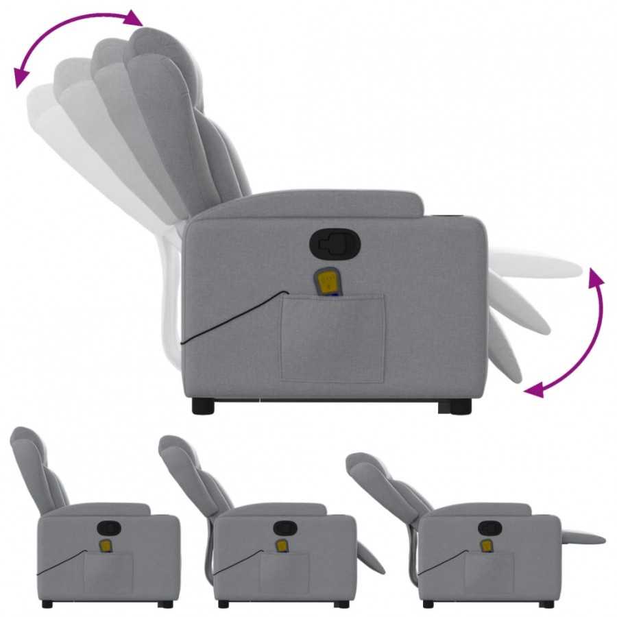 Fauteuil de massage inclinable Gris clair Tissu