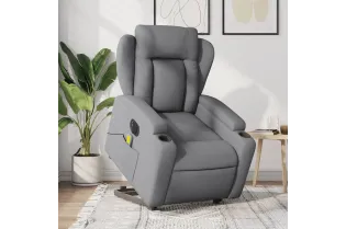 Fauteuil inclinable de massage électrique Gris clair Tissu