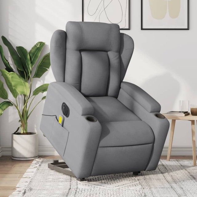 Fauteuil inclinable de massage électrique Gris clair Tissu