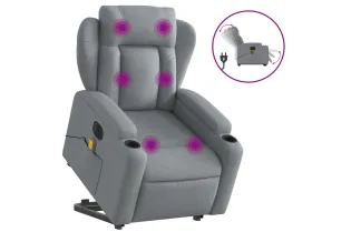 Fauteuil inclinable de massage électrique Gris clair Tissu 2