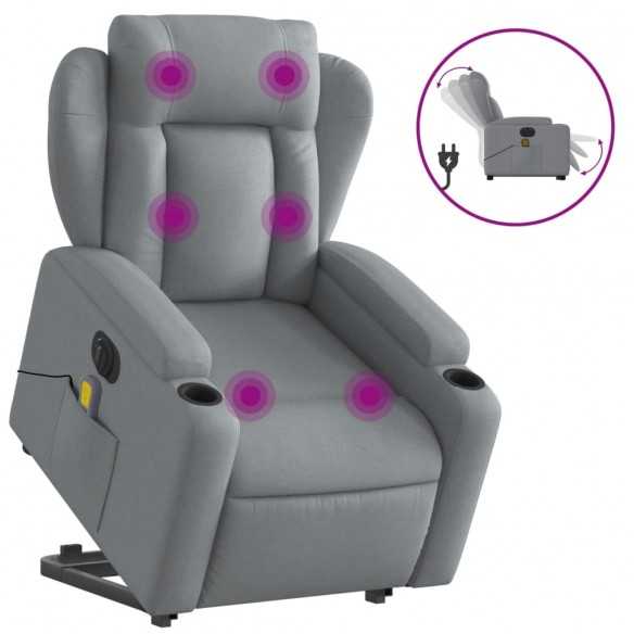 Fauteuil inclinable de massage électrique Gris clair Tissu Fauteuil inclinable de massage électrique Gris clair Tissu