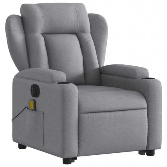 Fauteuil inclinable de massage électrique Gris clair Tissu Fauteuil inclinable de massage électrique Gris clair Tissu