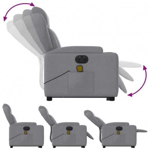Fauteuil inclinable de massage électrique Gris clair Tissu Fauteuil inclinable de massage électrique Gris clair Tissu