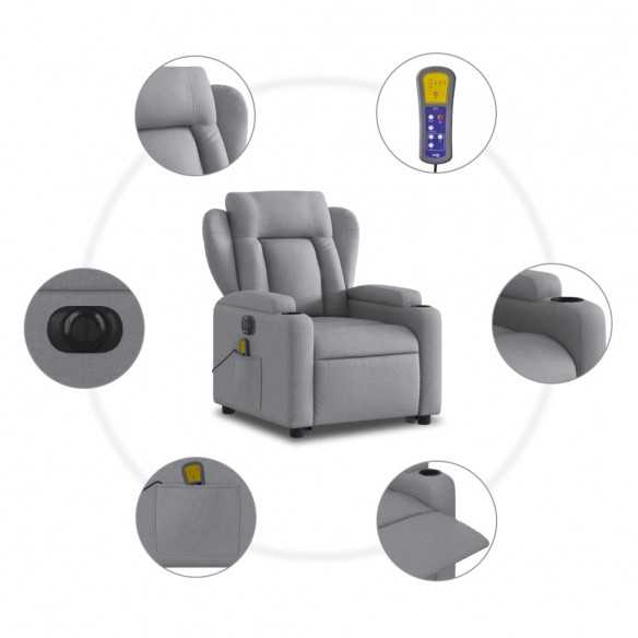 Fauteuil inclinable de massage électrique Gris clair Tissu Fauteuil inclinable de massage électrique Gris clair Tissu