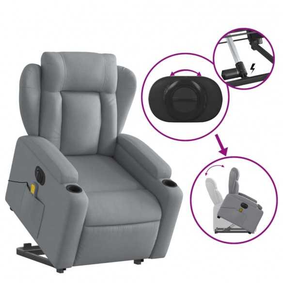 Fauteuil inclinable de massage électrique Gris clair Tissu Fauteuil inclinable de massage électrique Gris clair Tissu