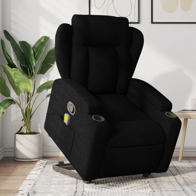 Fauteuil de massage inclinable Noir Tissu