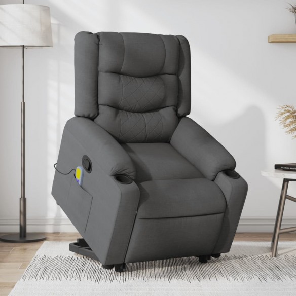 Fauteuil de massage inclinable Gris foncé Tissu